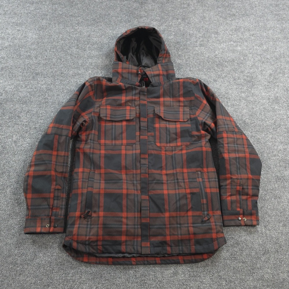 686 Jacket Mens XL Red Plaid Workman InfiDRY 10K Hooded Insulated Snowboard Ski